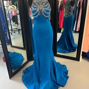 Tony Bowls Royal Blue Gown with Embellished Bodice